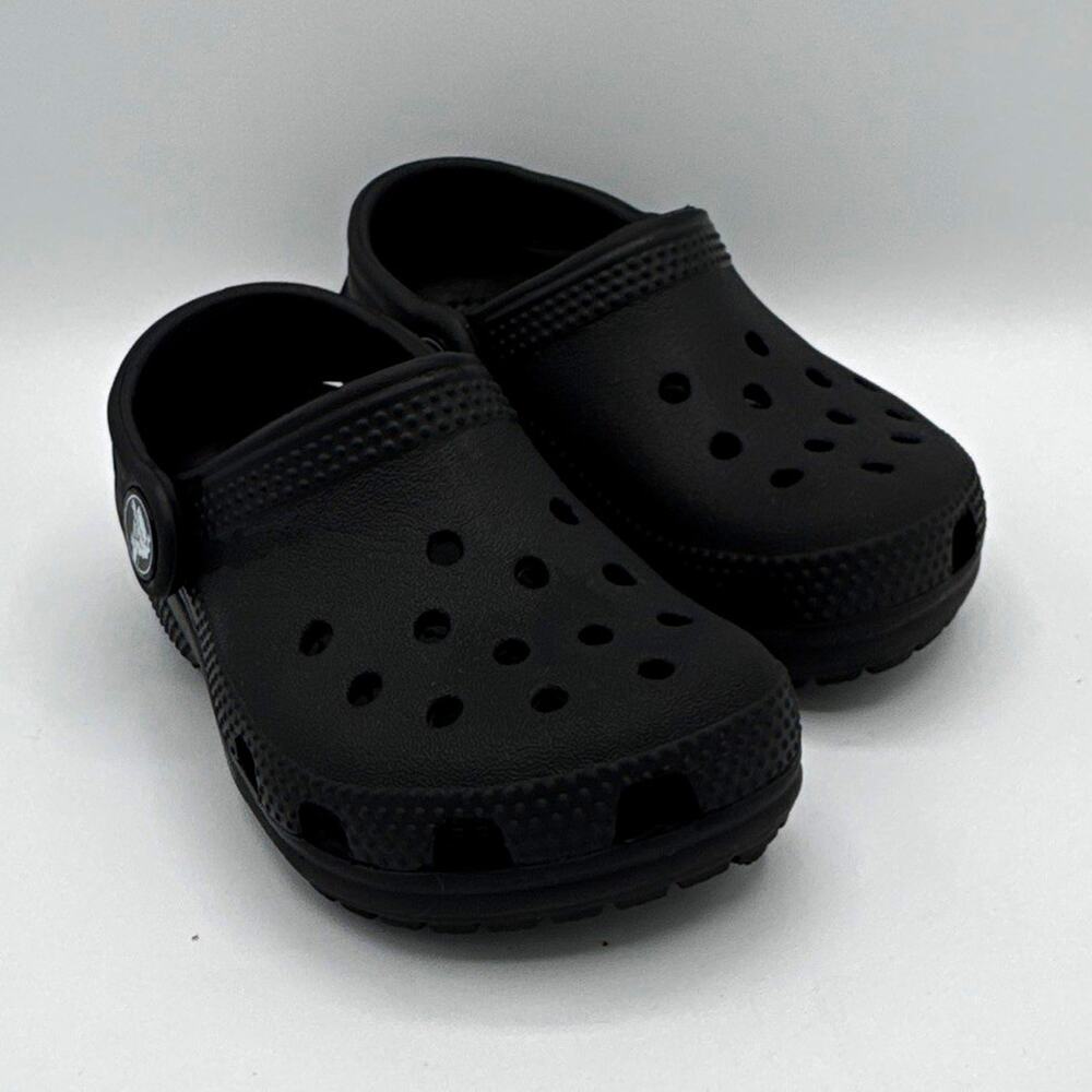 Crocs Classic Kids Unisex Black Slip-On Clog with Heel Strap Comfort